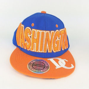WASHINGTON DC SNAPBACK CAP,HAT BY CITY HUNTER - EMBROIDERED Royal Blue/Orange